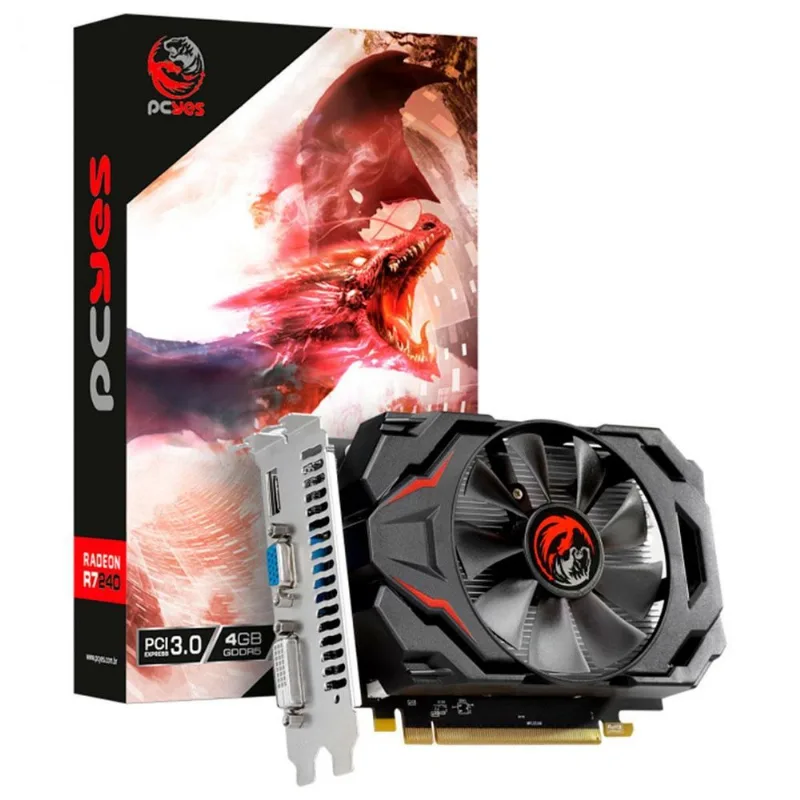 Placa Vídeo Pcyes Radeon R7 240, 4Gb Ddr5, 128 Bits