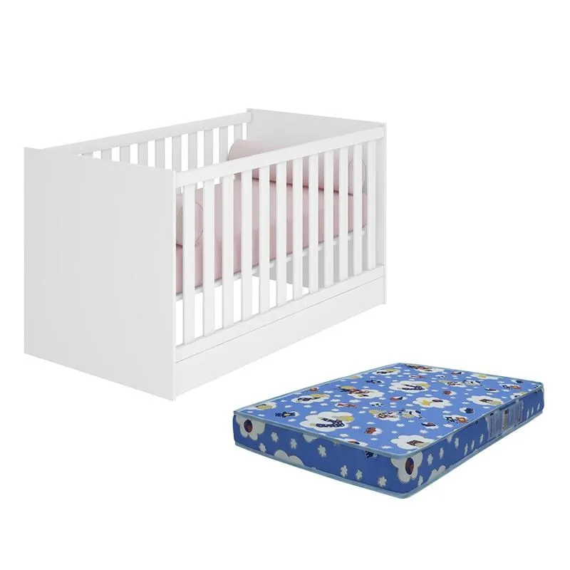 Berço Mini Cama Doce Sonho Branco Com Colchão Baby Physical - Qmovi