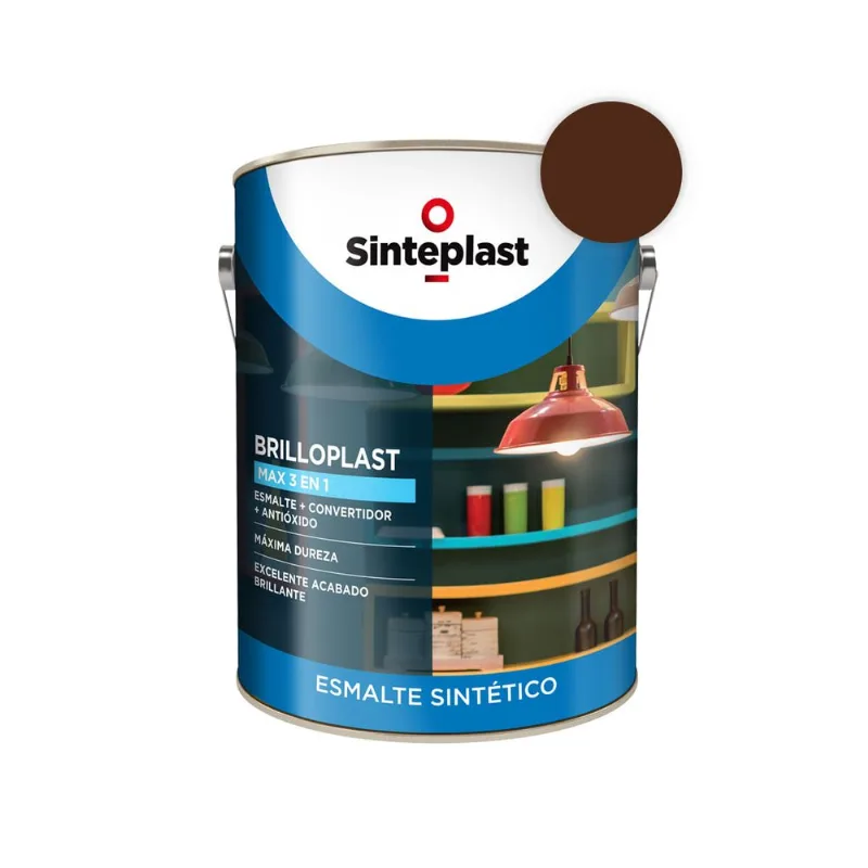 Esmalte sintético 3 en 1 Brilloplast max marrón africano 1 lts