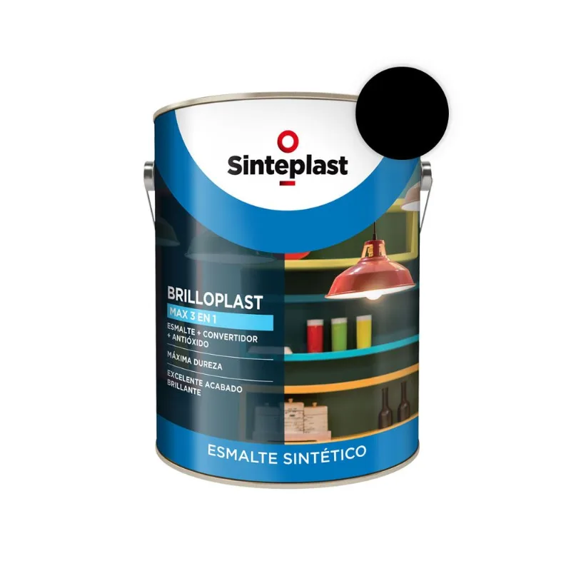 Esmalte sintético 3 en 1 Brilloplast max negro 1/2 lts