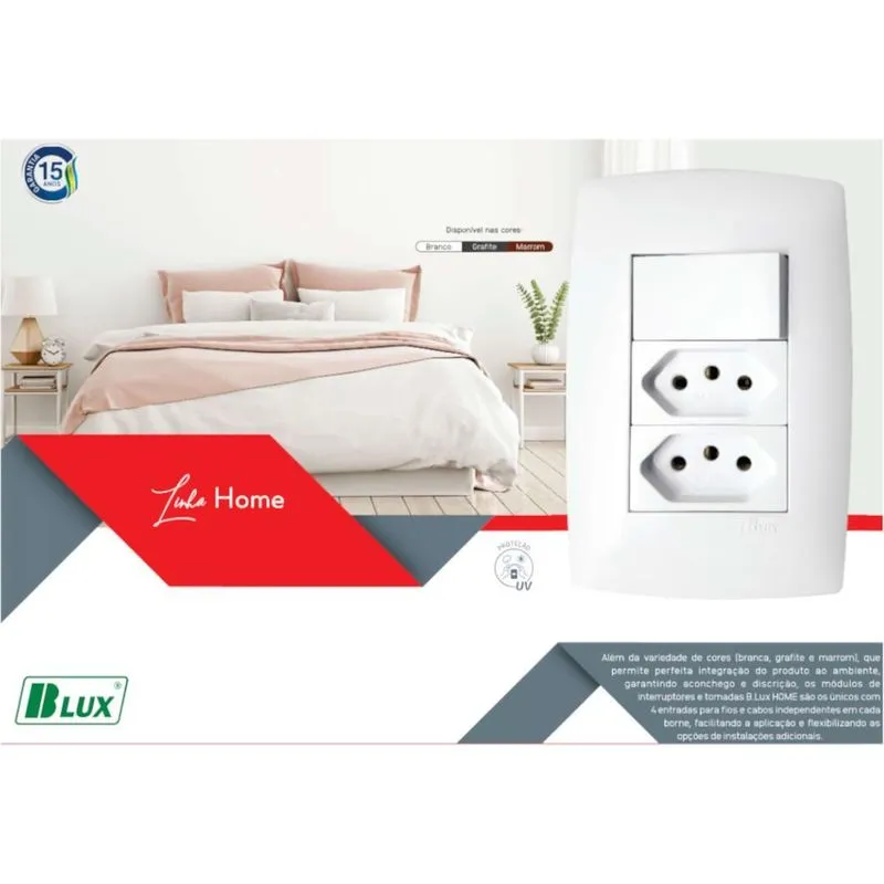 09 Interruptor De Luz Simples Branco 1 Tec.vert. Blux Home