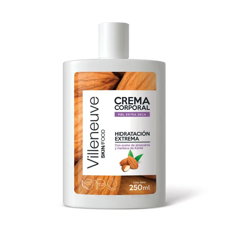 Crema corporal Villenueve piel extra seca 250 ml.
