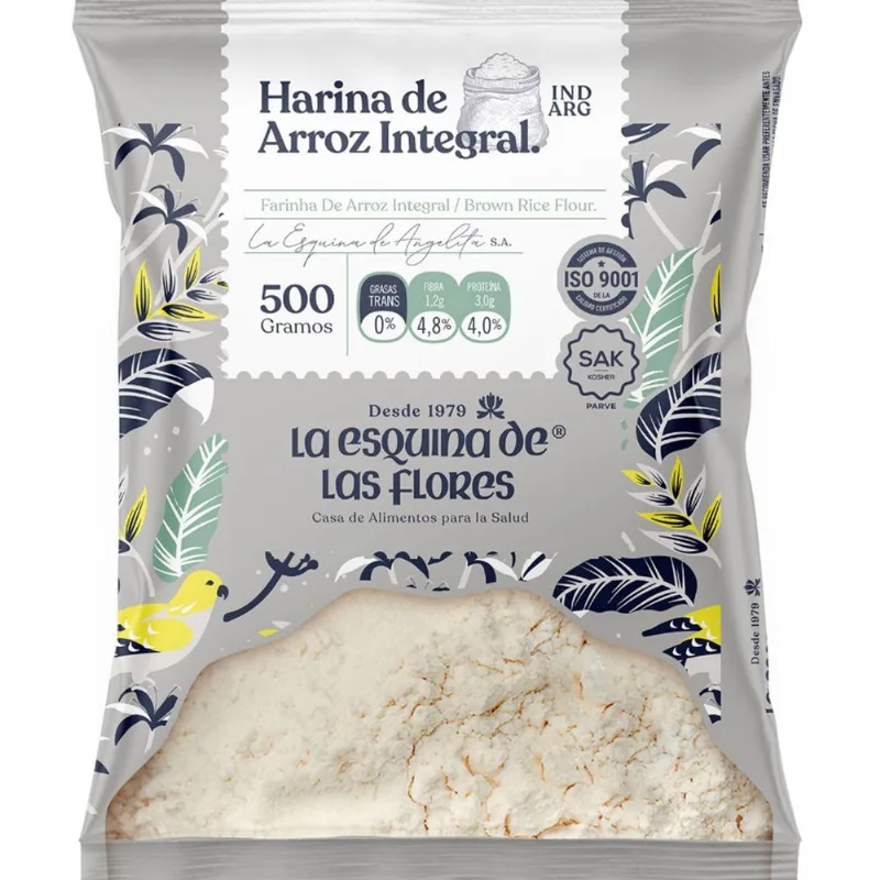 Harina arroz integral La Esquina de las Flores paq 500 g.