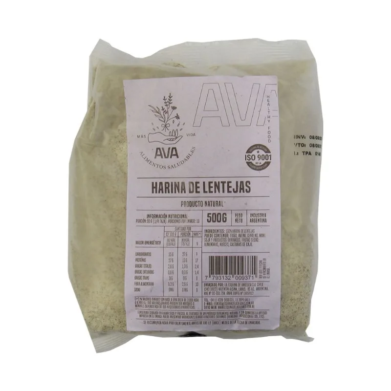 Harina de lentejas Ava orgánica 500 g.