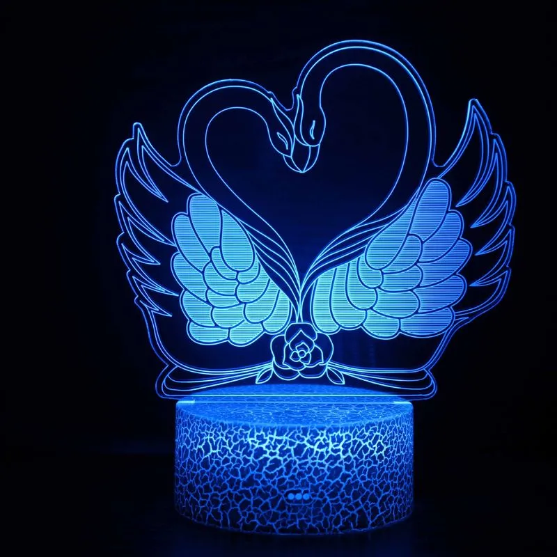 Candeeiro De Mesa Penguin Flamingo 3D Colorful Touch Bedside Night