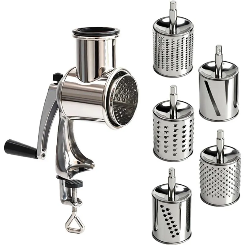 Ralador Rotativo De Queijo Em Aço Inoxidável 304 Com 5 Lâminas
