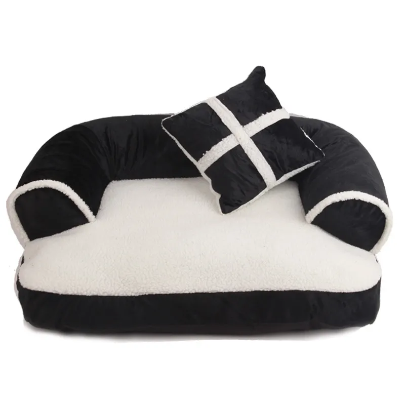 Sofá-cama Para Animais De Estimação Confortável Para Cães E Gatos Preto/branco