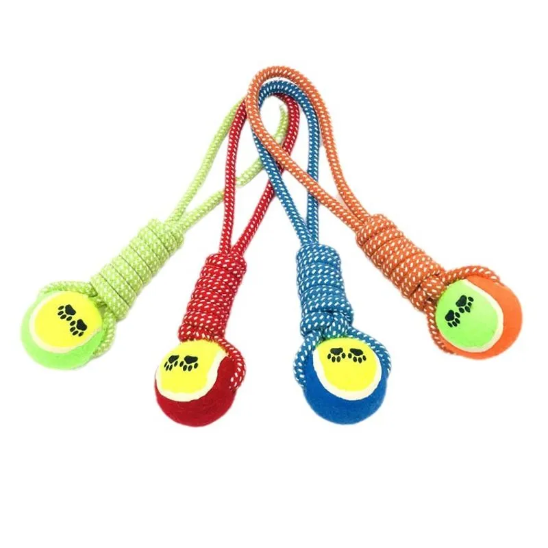 Conjunto De Brinquedos Dog Rope De 4 Peças Com Bolas De Tênis Para Mastigar
