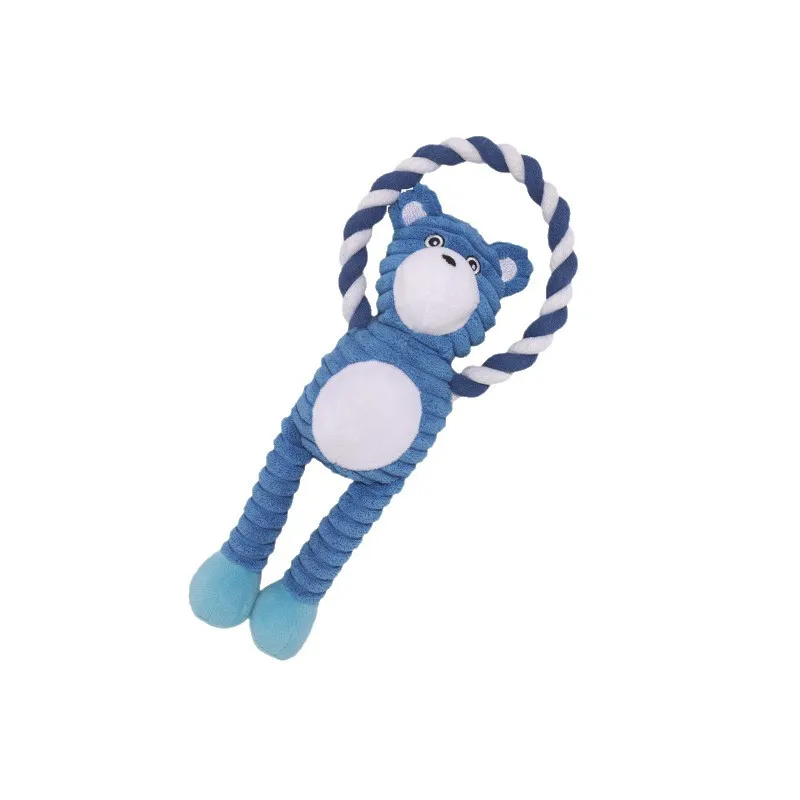 Brinquedo Para Cães Blue Bear Squeaky Com Corda Para Mastigar E Brincar