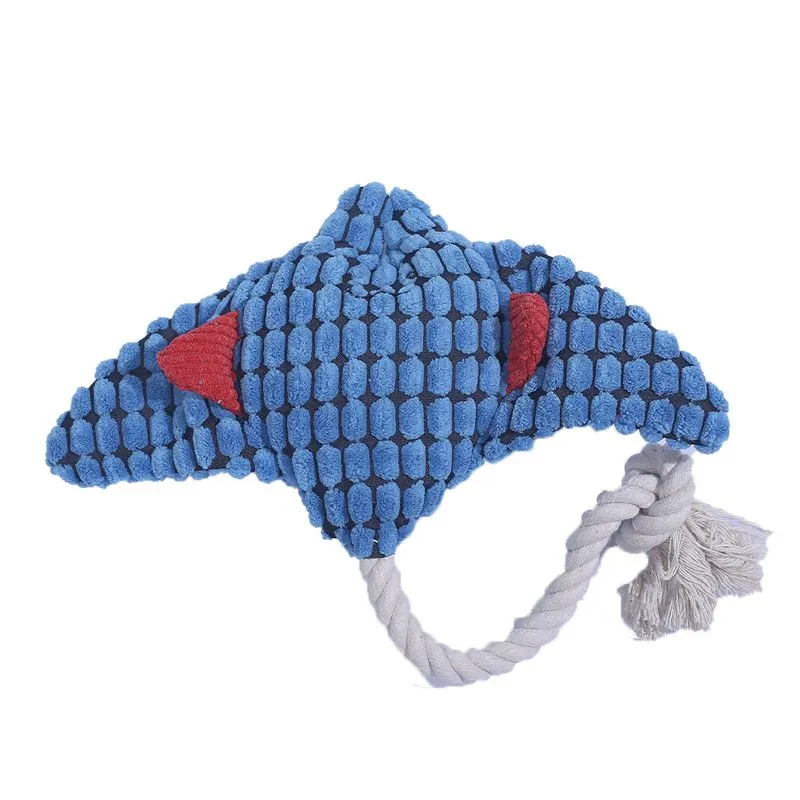 Brinquedo De Pelúcia Para Cães Ocean Devil Fish Durable Com Squeaker Blue
