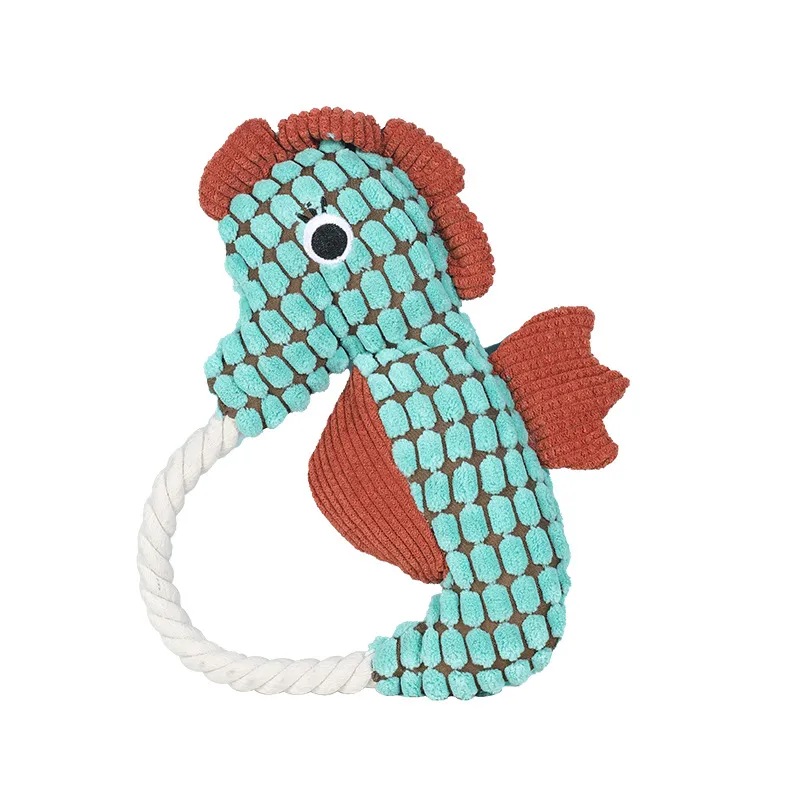 Brinquedo Interativo Para Cães Seahorse De Pelúcia Com Corda De Mastigar