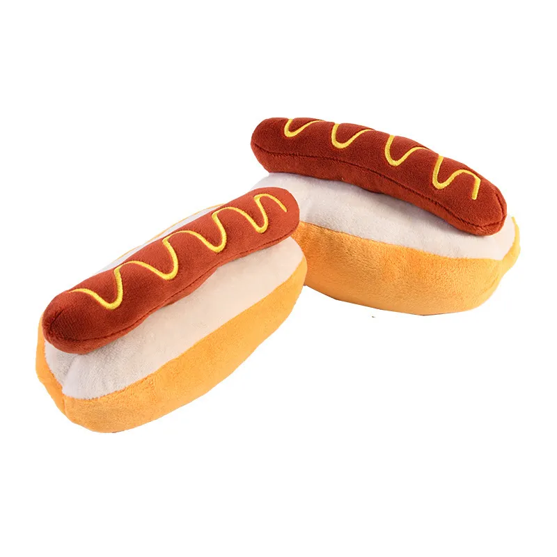 Brinquedo De Pelúcia Hot Dog Para Animais De Estimação Soft &amp; Fun Squeaky Para Cães E Gatos