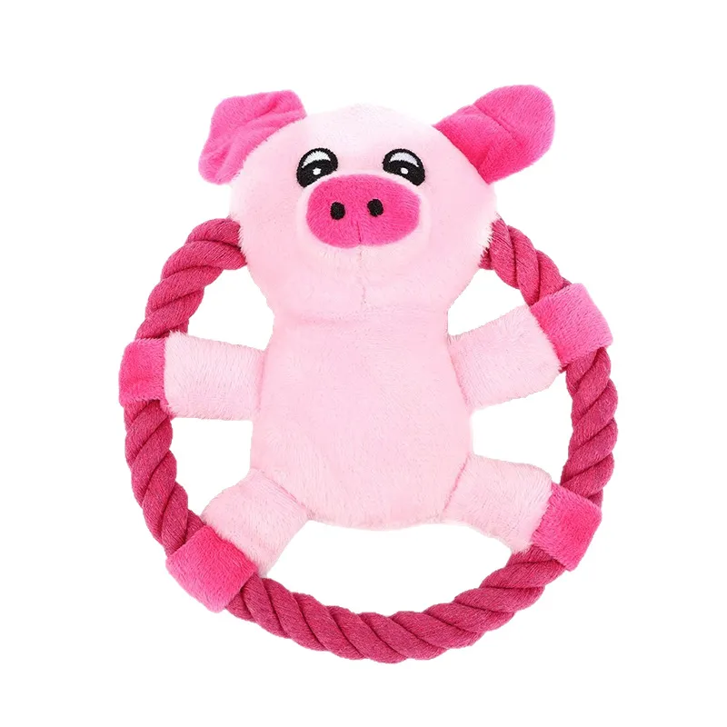 Brinquedo De Pelúcia Para Animais De Estimação, Porco Rosa Com Corda Para Mastigar E Brincar