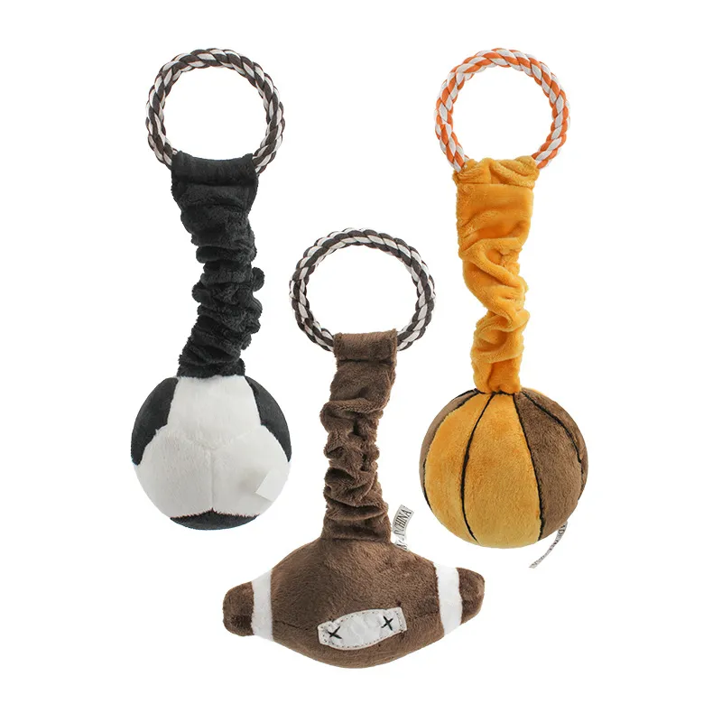 Conjunto De 3 Brinquedos De Pelúcia Para Cães Com Alça De Corda Para Buscar E Brincar