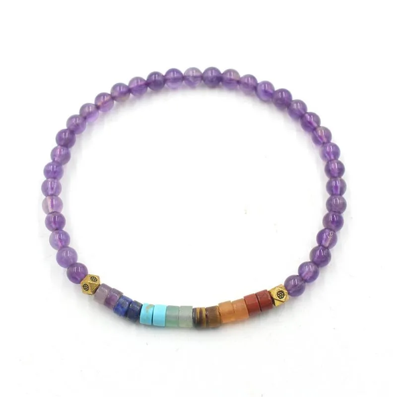 Pulseira Com Miçangas De Várias Pedras Com Pedras Curativas E Detalhes Dourados