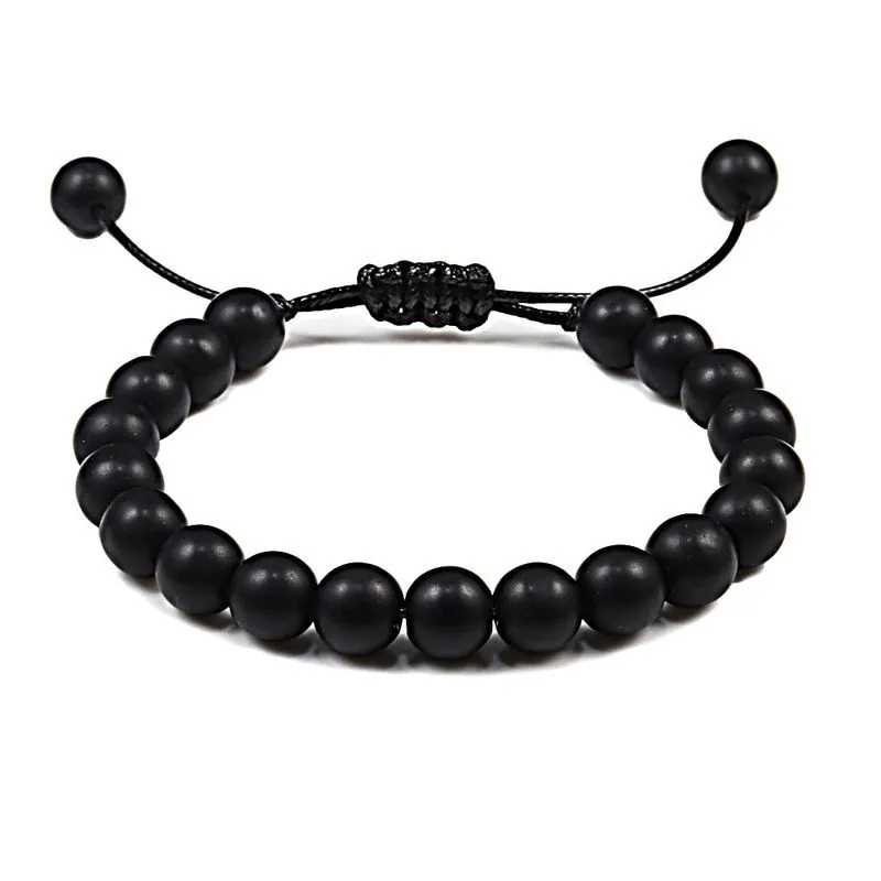 Pulseira Natural Stone Ajustável Em Cinza E Branco Swirl