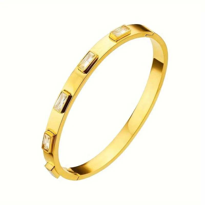 Pulseira Dourada Com Pedras Preciosas Verdes Para Mulheres