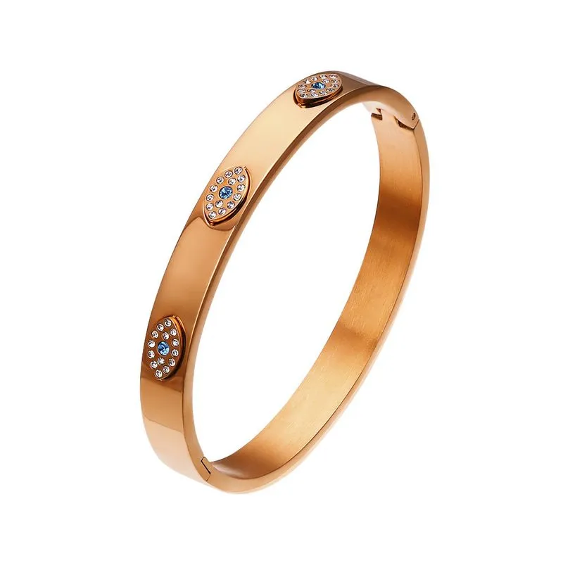 Pulseira De Aço Inoxidável Com Cristais Azuis E Transparentes