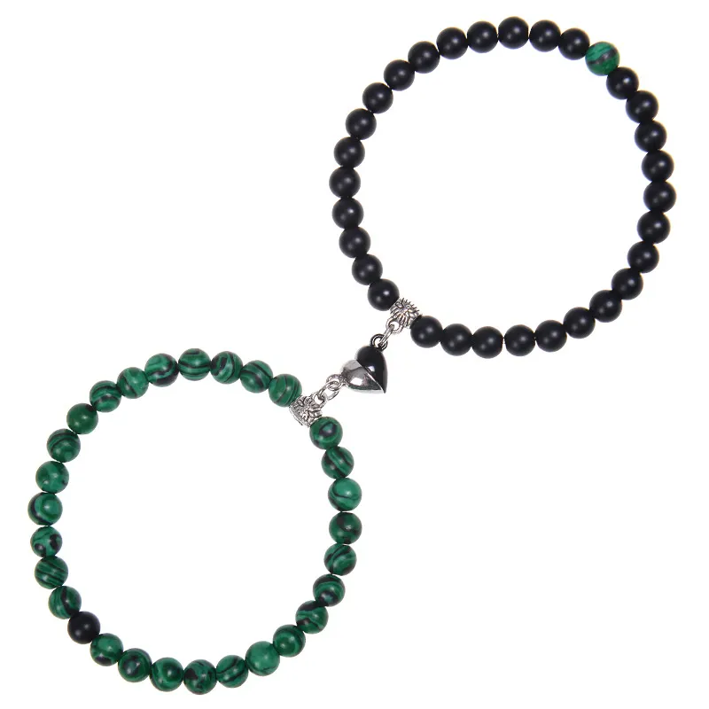 Pulseiras De Miçangas Pretas E Vermelhas Com Conector De Coração