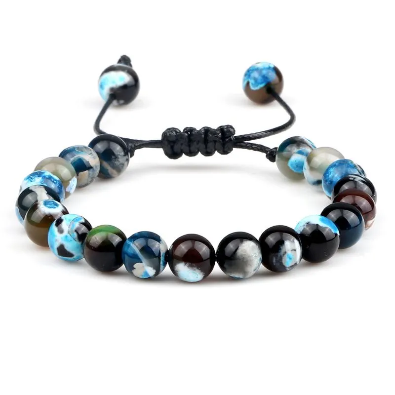 Pulseira De Ágata Roxa Com Cordão Ajustável Para Mulheres