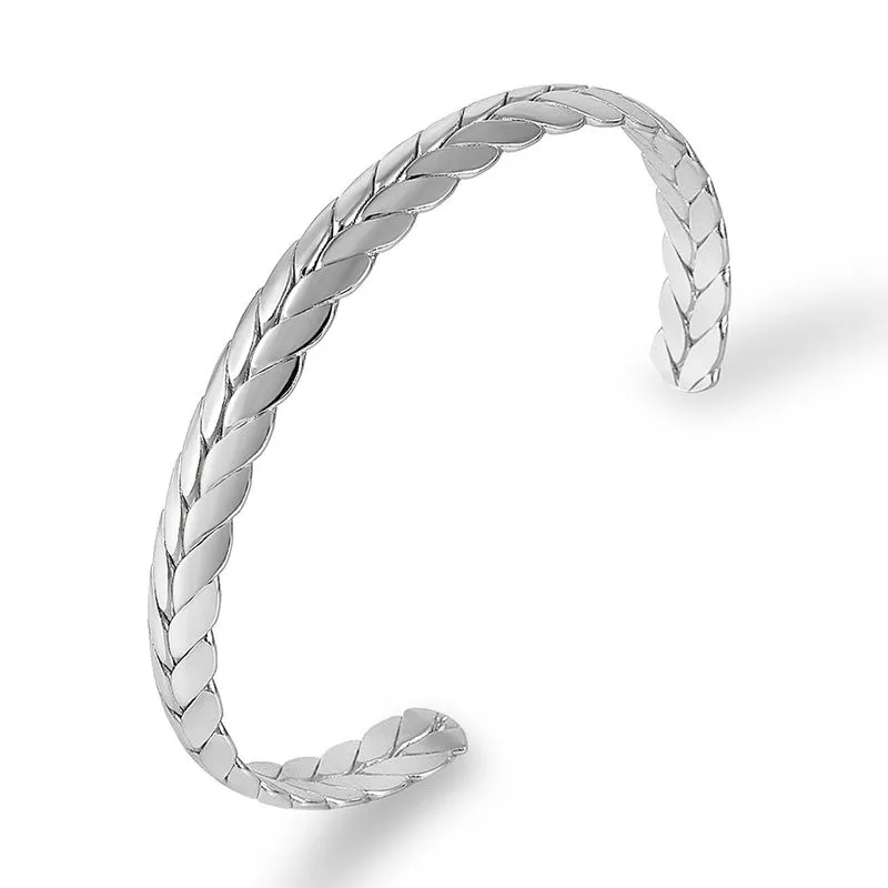 Pulseira De Punho Com Design Trançado Prateado Para Homens E Mulheres