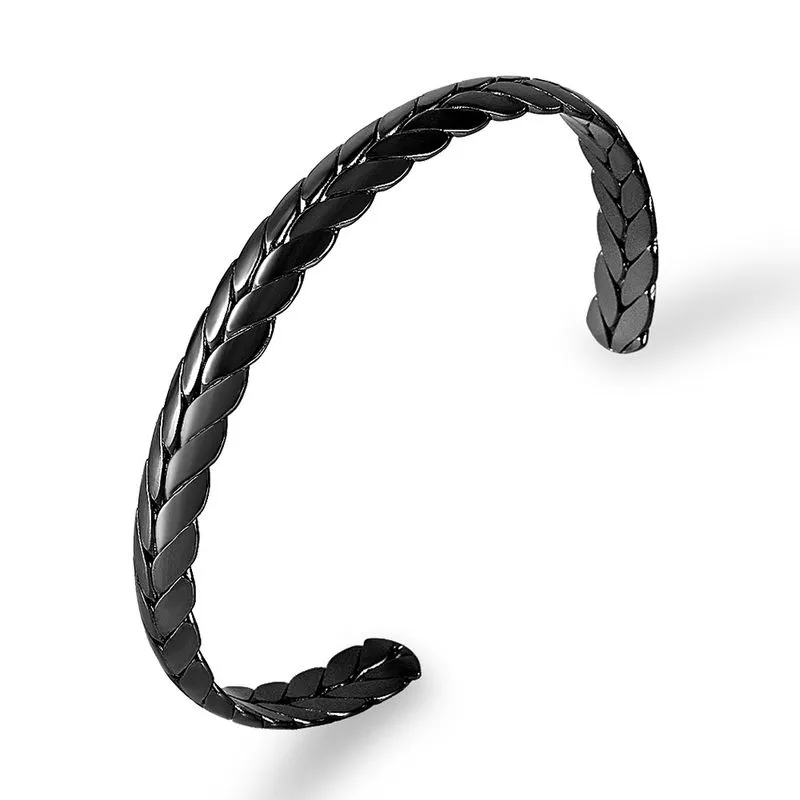 Pulseira De Pulseira Com Design De Tecido De Liga Preta Ajustável