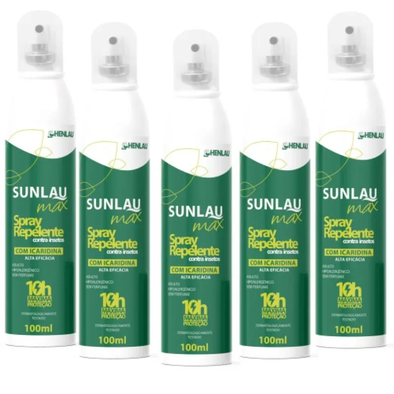 Kit 5 Repelente De Inseto Sunlau Maxspray Icaridina 100ml