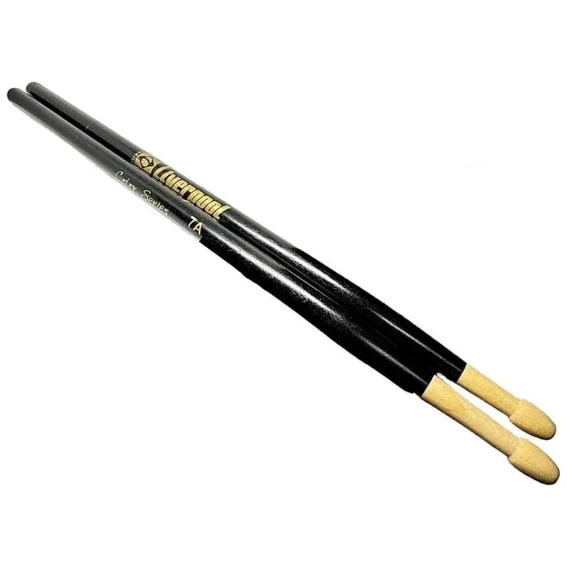 Baquetas Pretas 7a Par Liverpool Color Series Ponta Madeira