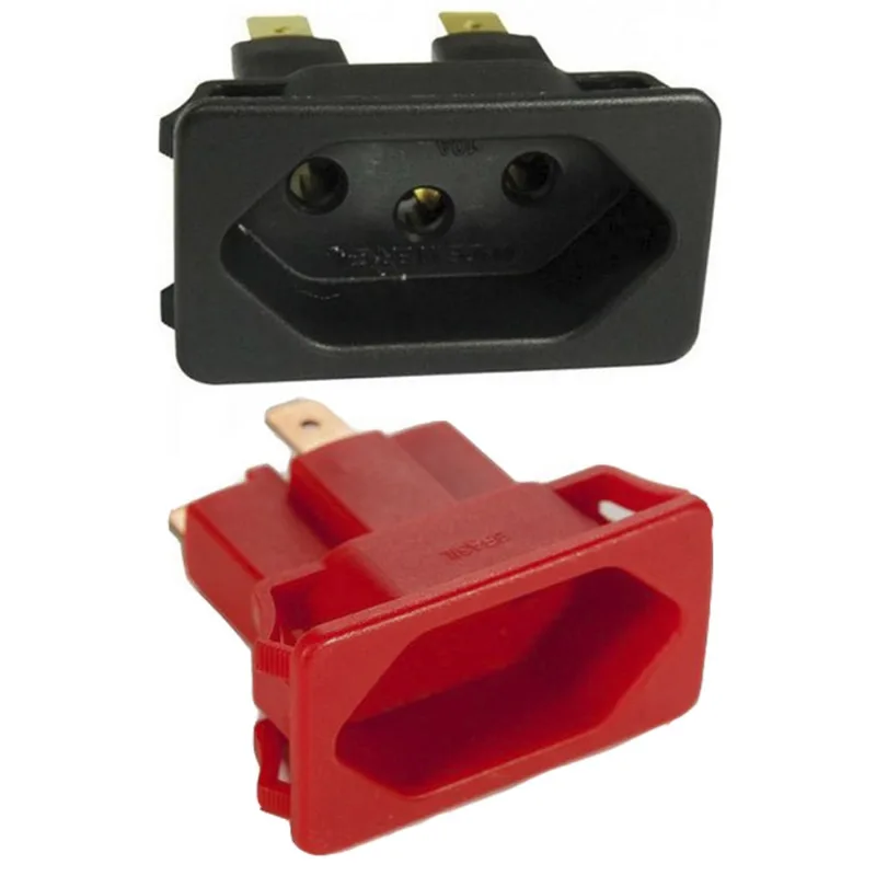 10 Tomada Embutir Fêmea 3 Pinos Tpa2-3 20a Preto Vermelho Móveis Painel Aparelhos Margirius