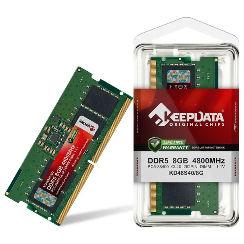 Memória Para Notebook Keepdata Ddr5 8gb 4800mhz, Pc5-38400, Cl40, Sodimm, 262 Pinos, - Kd48s40/8g