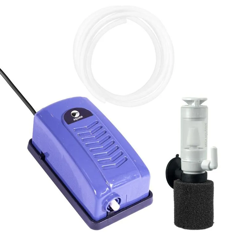 Compressor Bomba Kit Filtro Biológico Esponja Aquário 110v