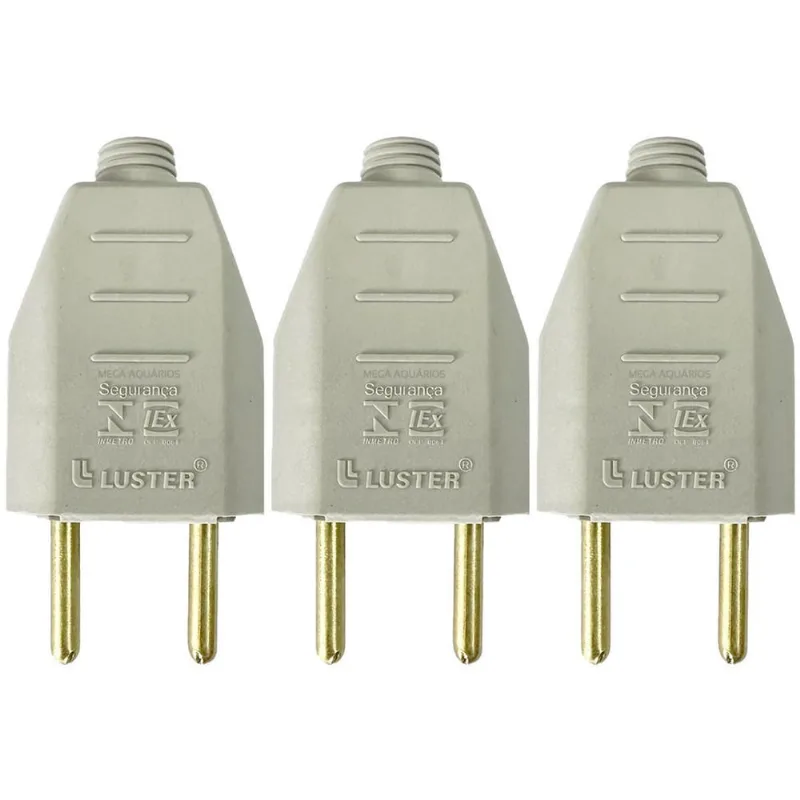 Plugue Tomada 2P 2 Pinos 10A 180º Macho Manutenção Kit Com 3