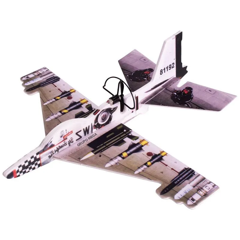 Avião Brinquedo Espuma Voa De Verdade Cinza Presente Criança
