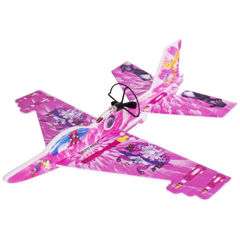 Avião Brinquedo Espuma Voa De Verdade Rosa Presente Criança