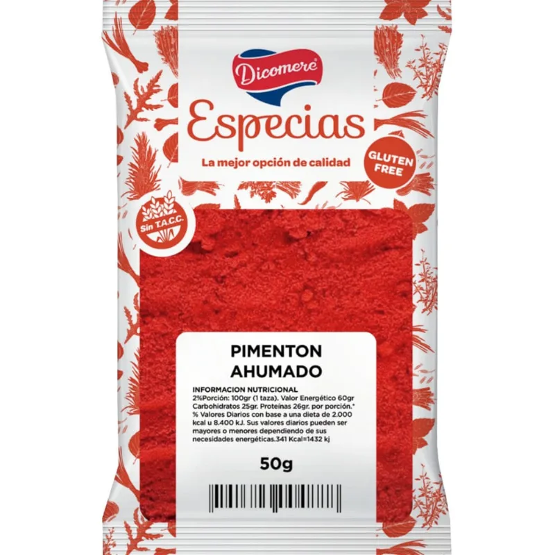 Pimentón ahumado Dicomere sin TACC sobre 50 g.