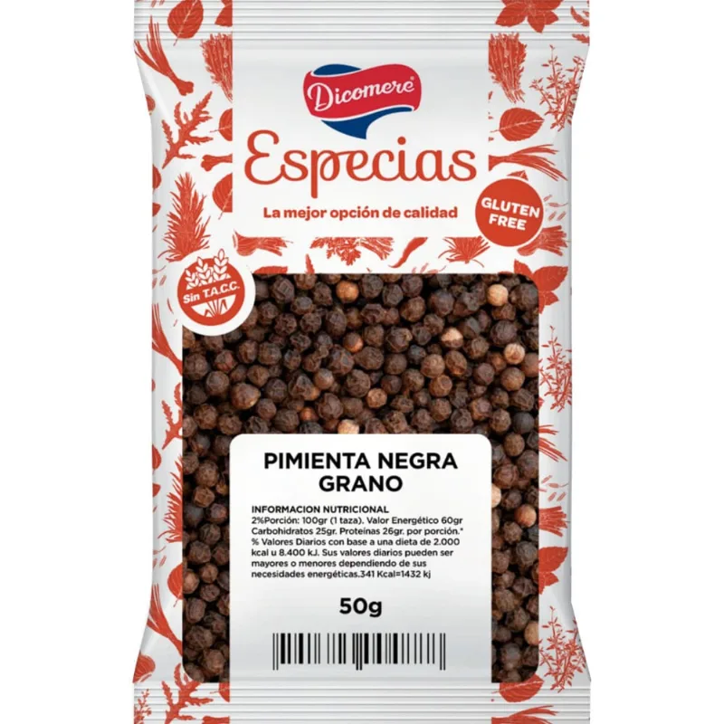 Pimienta negra Dicomere sin TACC en grano sobre 30 g.
