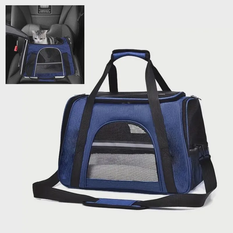 Bolsa Transporte Cao Gato Cachorro Pet Faixa Refletiva Animal de Estimaçao Pequeno Porte Viagem Passeio Aviao Carro Onibus Segurança Resistente
