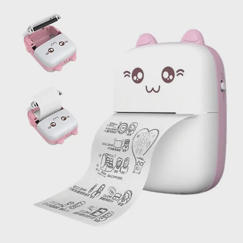 Mini Impressora Termica Sem Tinta Bluetooth USB Bateria Recarregavel Etiqueta Lista Foto Arquivo Notas Longa Duraçao Portatil Resistente