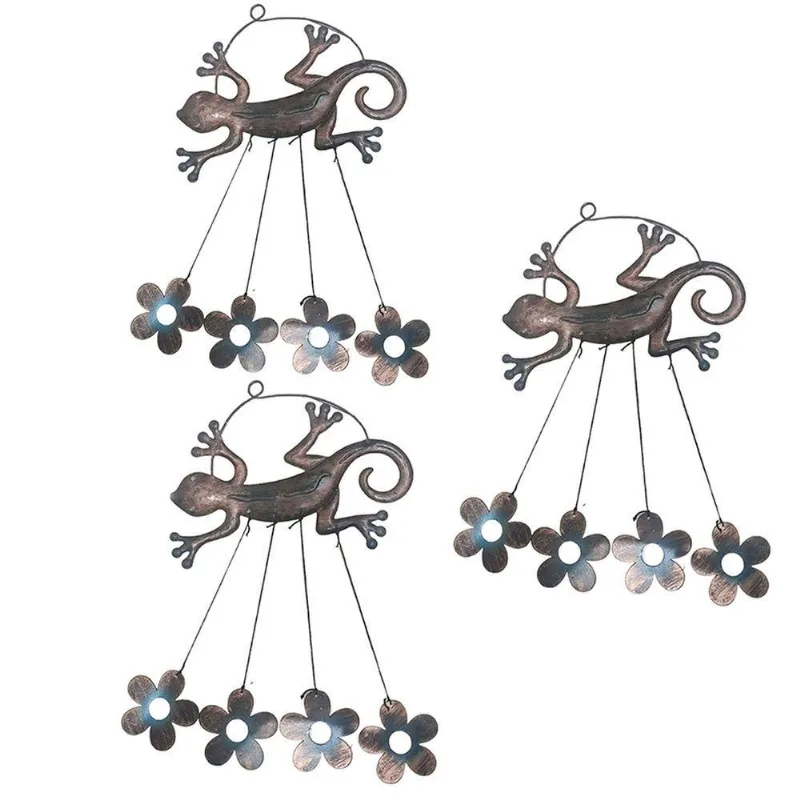 Sino Dos Ventos Lagarto Flores Kit 3 Unidades Jardim Varanda Enfeite Quintal Decoraçao Rustico