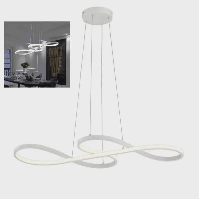 Lustre Arco Infitino 3 em 1 LED Pendente Perfil Iluminaçao Luxo Sala Recepçao Hall de Entrada Restaurante Residencial Comercial Decorativo