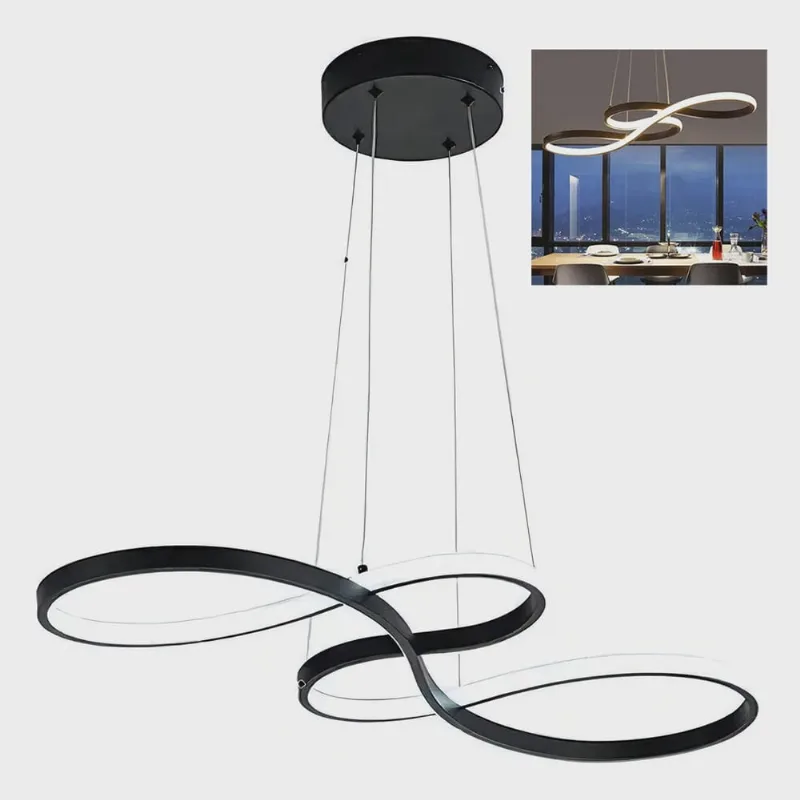 Lustre Arco Infitino 3 em 1 Pendente Iluminaçao Luxo Sala Recepçao Hall de Entrada Restaurante Residencial Comercial Decorativo