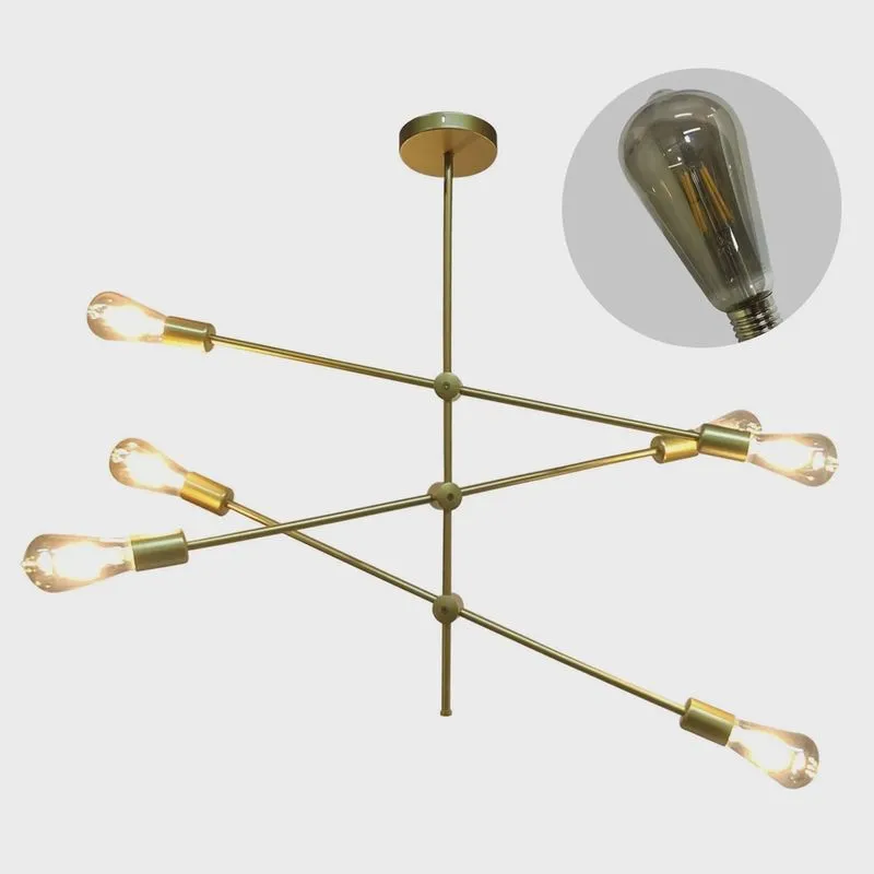 Lustre Pendente Sputnik Ipanema com 6 lampadas Moderno Luminária de Teto IIuminação Decoração Casa Sala de Estar Articulável Quarto Sala de Jantar Restaurante