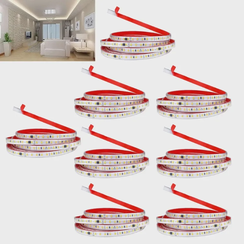 Fita de Led smd 4000K 3 Metros 127V Fita Dupla Face Kit 8 Unidades Plug Conector Perfil Gesso Sanca Teto Rebaixado Espelho Comercial Residencial Iluminaçao Ambiente Interno Externo