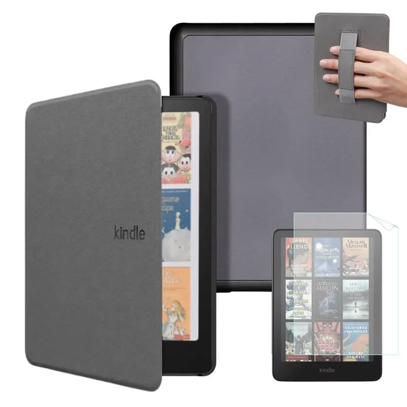 Capa Couro Com Alça Para Novo Kindle Colorsoft 1 + Película