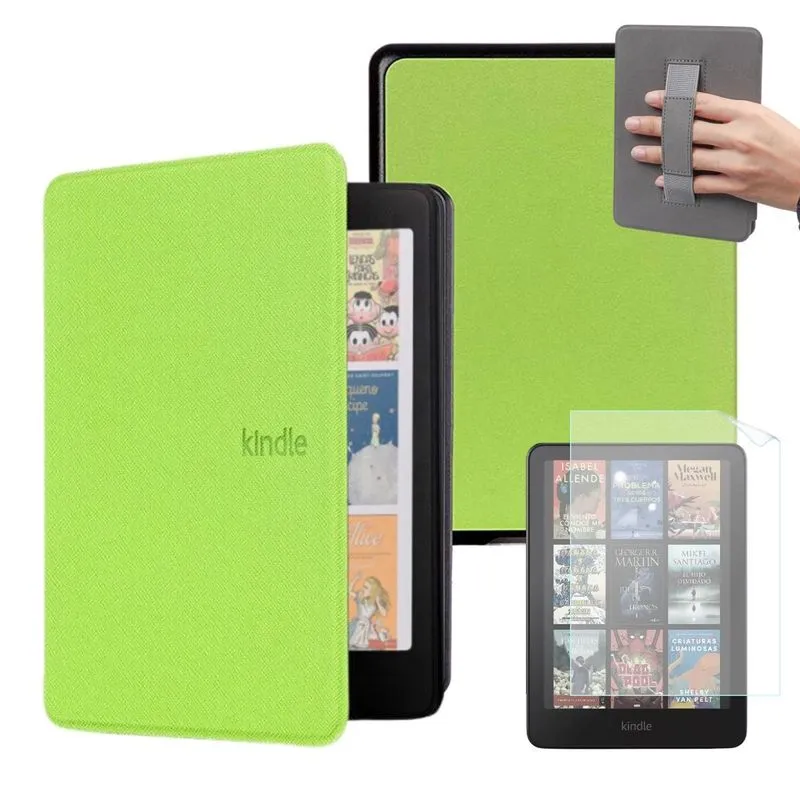 Capa Couro Com Alça Para Novo Kindle Colorsoft 1 + Película