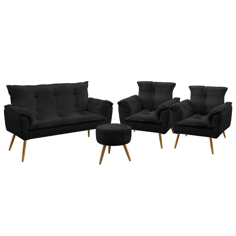 Namoradeira e 2 Poltronas Opala com Puff Solar Sued Aradecor