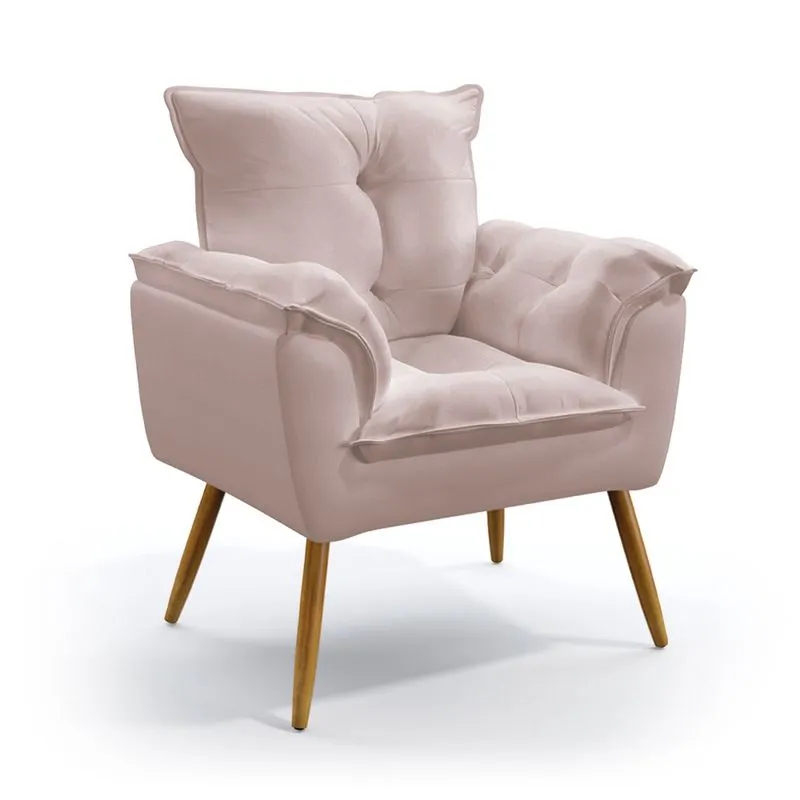 Poltrona Decorativa Opala N-031 Veludo Rosê Claro Aradecor