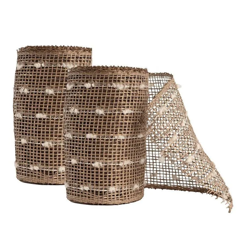 Kit 2 Telas Decorativa Fita Natal Malha Tule Sisal Flocos De Algodão 15cm X 5 Metros Magizi
