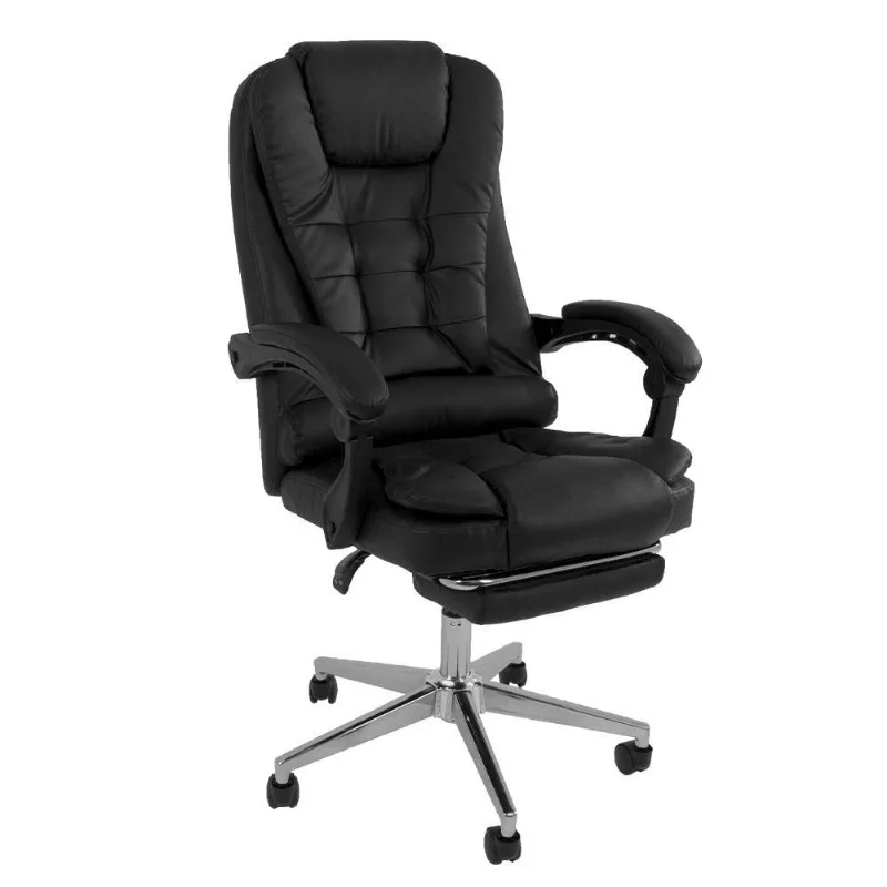 Cadeira De Escritório Presidente Ergonômica Apoio Pés Preto