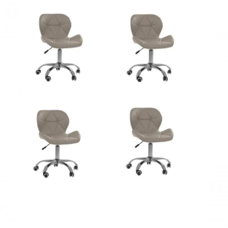 Kit 4 Cadeiras Office Eiffel Slim Oficial Giratória Bege